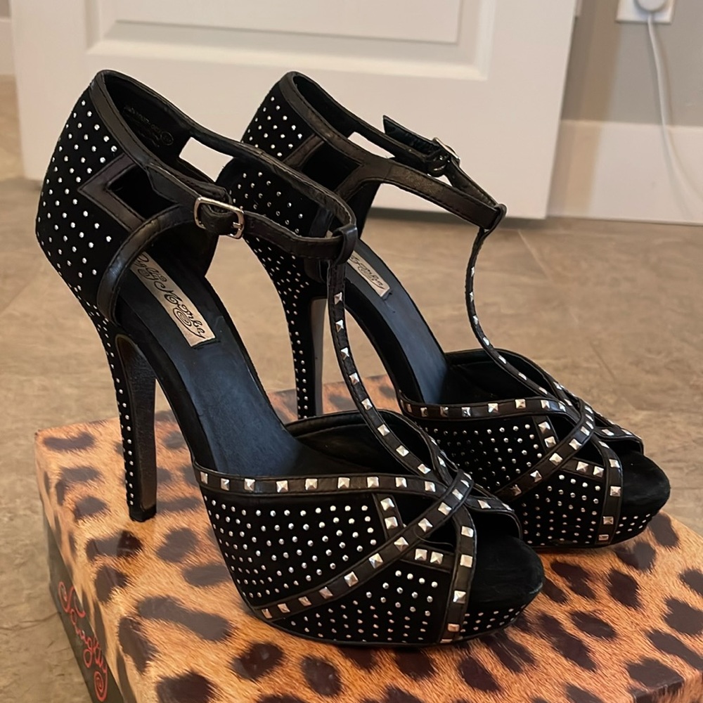 Black studded heels